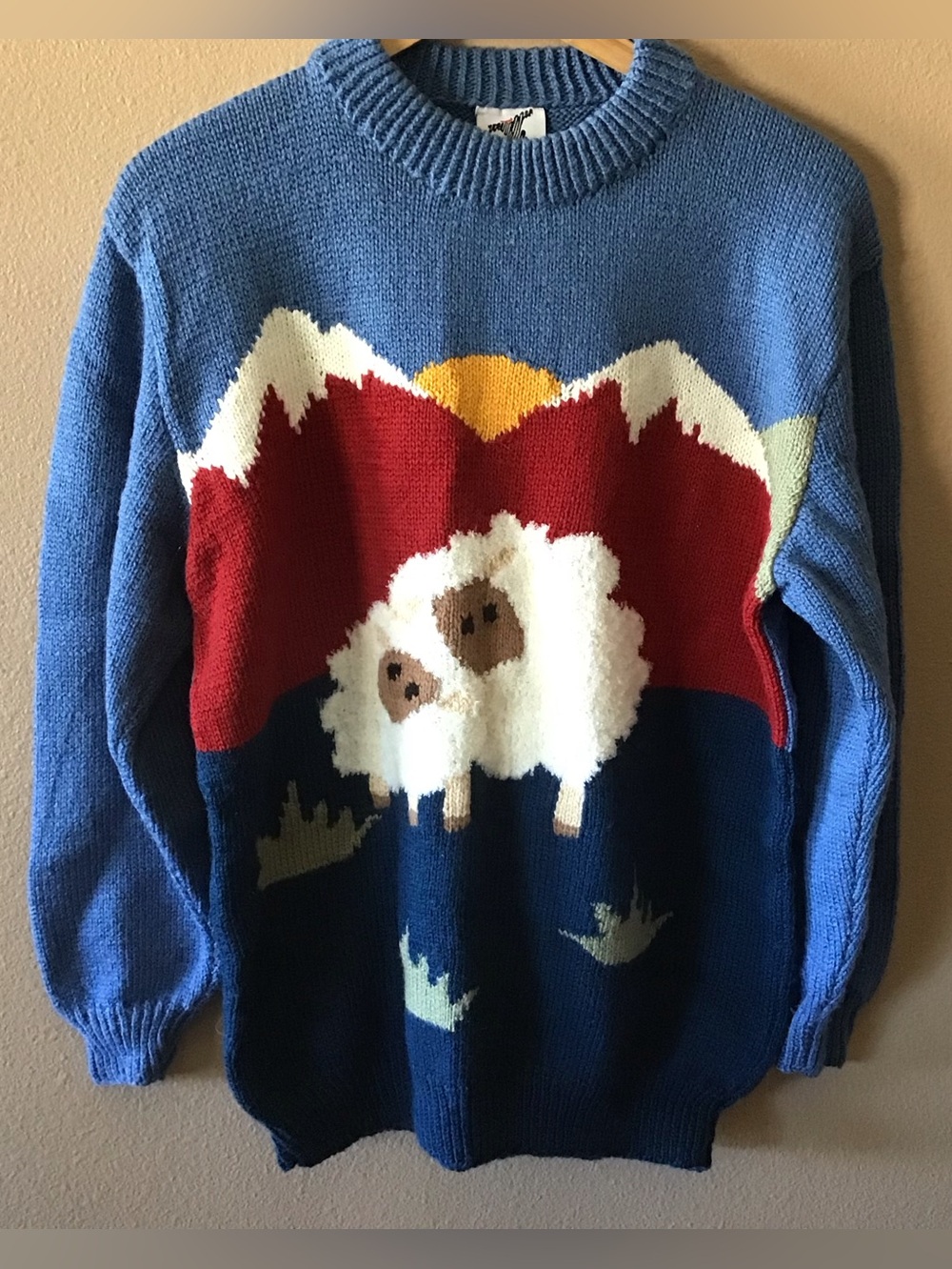 Vintage Bonz Handmade Wool Chunky Sheep Knit Sweater Large